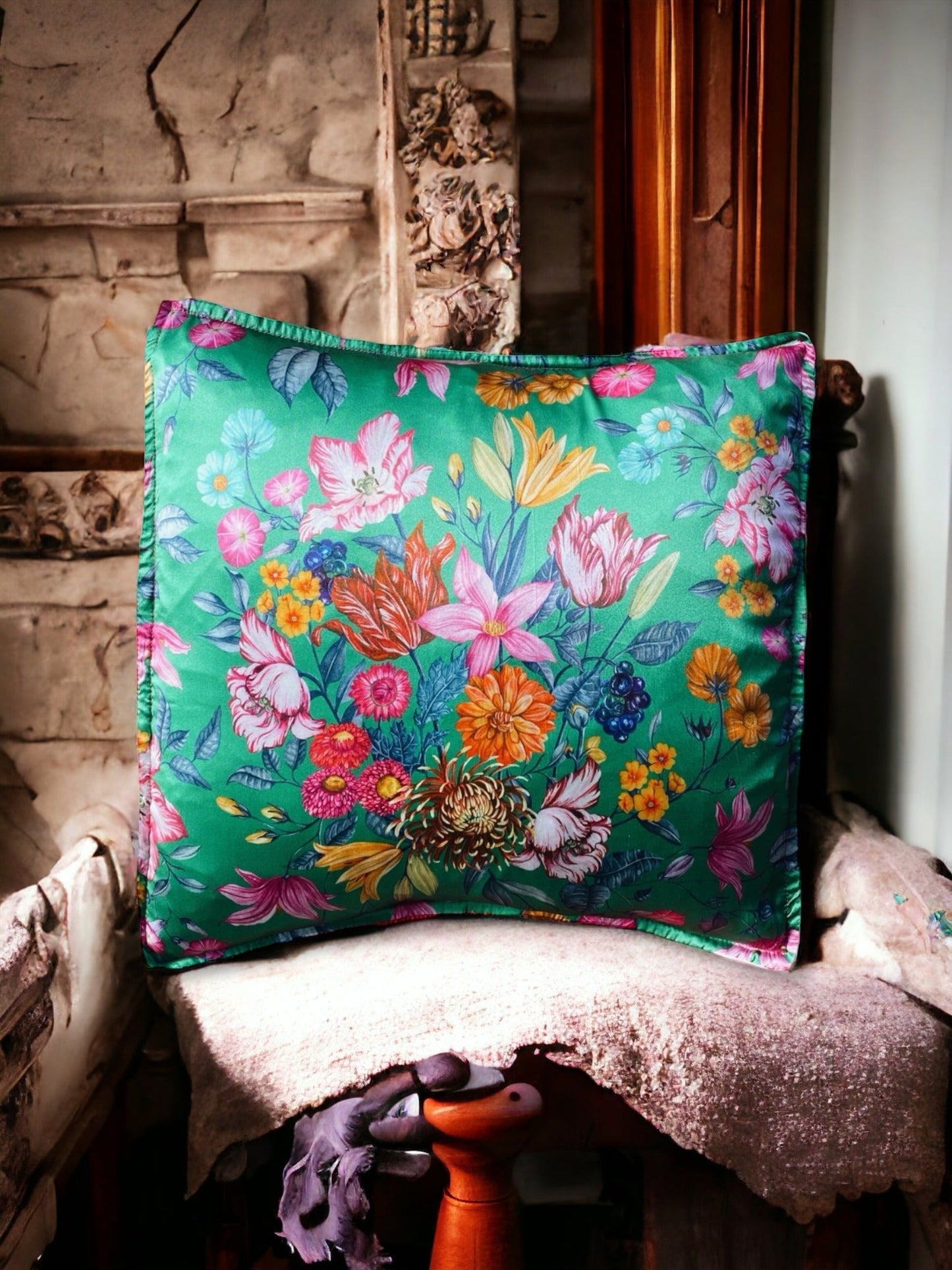 Liberty Fabric Stately Bouquet Silk Cushion